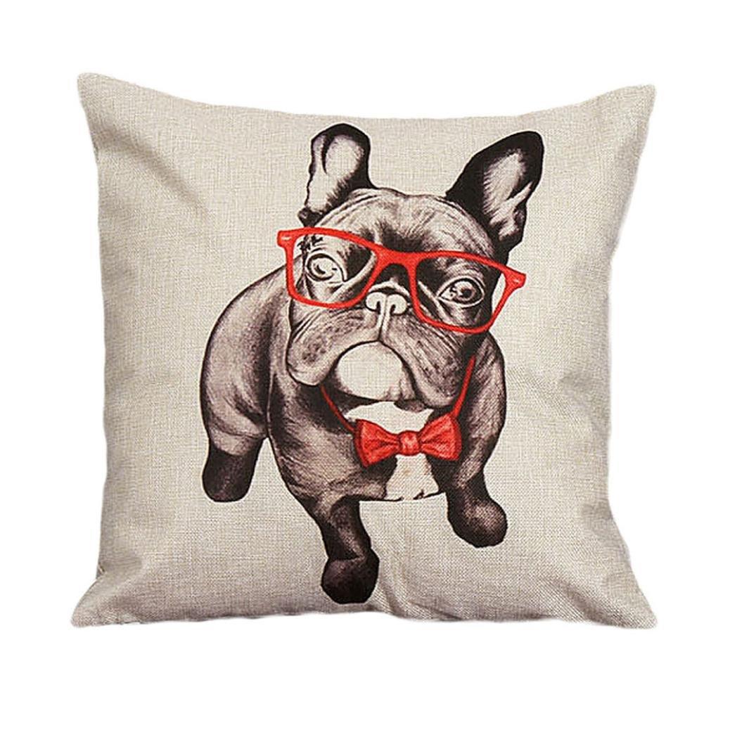 Outtop Christmas Gift [ Collection II ] Linen Blend Pillowcases-Cute Designs Sofa Bed Home Decoration Festival Pillow Cushion Covers, 45cm X 45cm/18" X 18“ (French Bulldog)