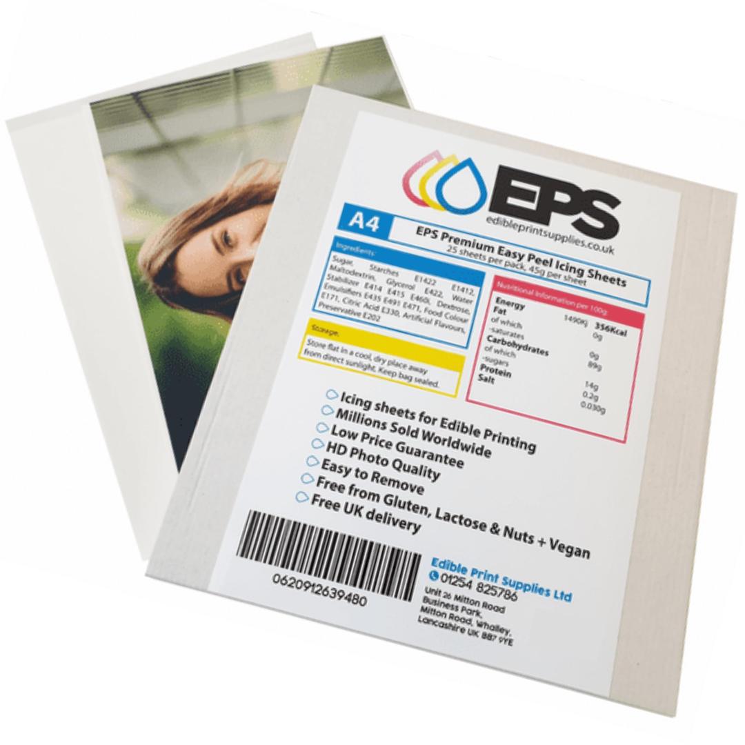 EPS Easy Peel A4 Premium Icing Sheets for Edible Printing - 25 Icing Sheets per Pack