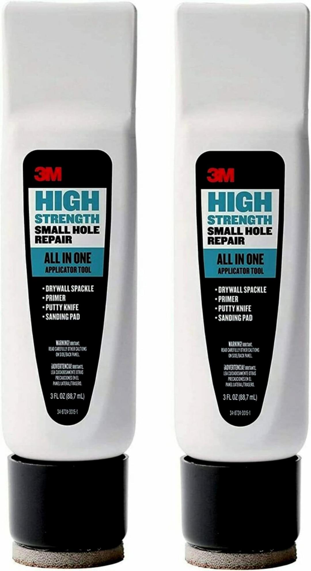 3MSmall Hole Repair High Strength, All in One Applicator Tool, 2-Pack, Quick and Easy Repair for Nicks and Nail Holes, Includes Putty Knife, Spackle, and Sanding Pad For Wall Repairs (SHR-AIO-2-SIOC)