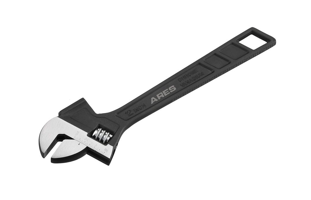 ARES 79006-12-Inch Hammer Head Adjustable Wrench - 1 1/2-Inch Jaw Capacity - Chrome Vanadium Steel Construction - Flat Top Hammer Face