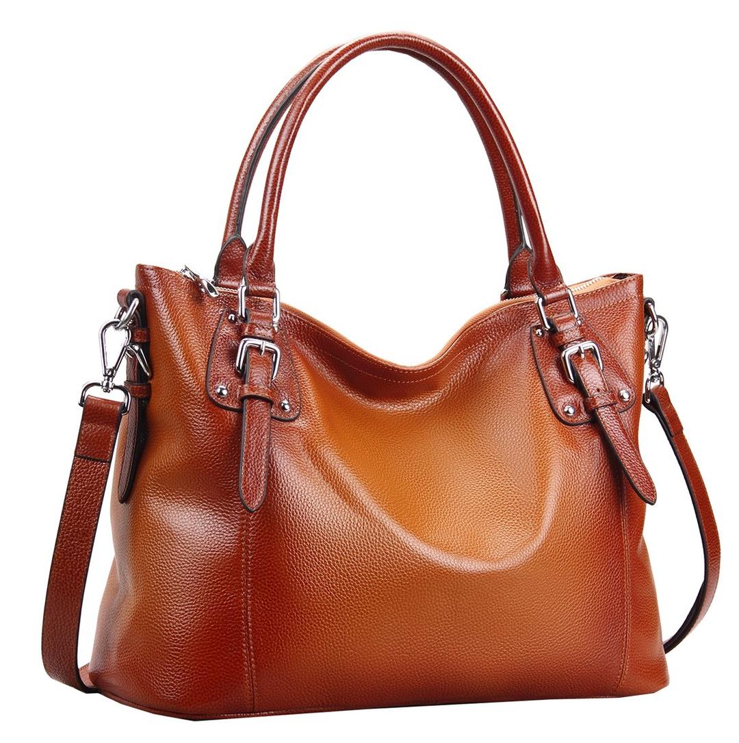 HESHEGenuine Leather Purses and Handbags for Women Tote Shoulder Bag Satchel Purse Top Handle Bags Hobo Crossbody Purse