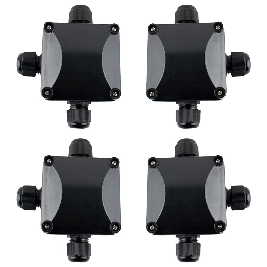 GWHOLE 4Pcs Waterproof IP66 Outdoor Electric Junction Project Box, 3-Way Outdoor Cable Connectors Outdoor/External Electrical Light Junction Box, 6mm-10.2mm