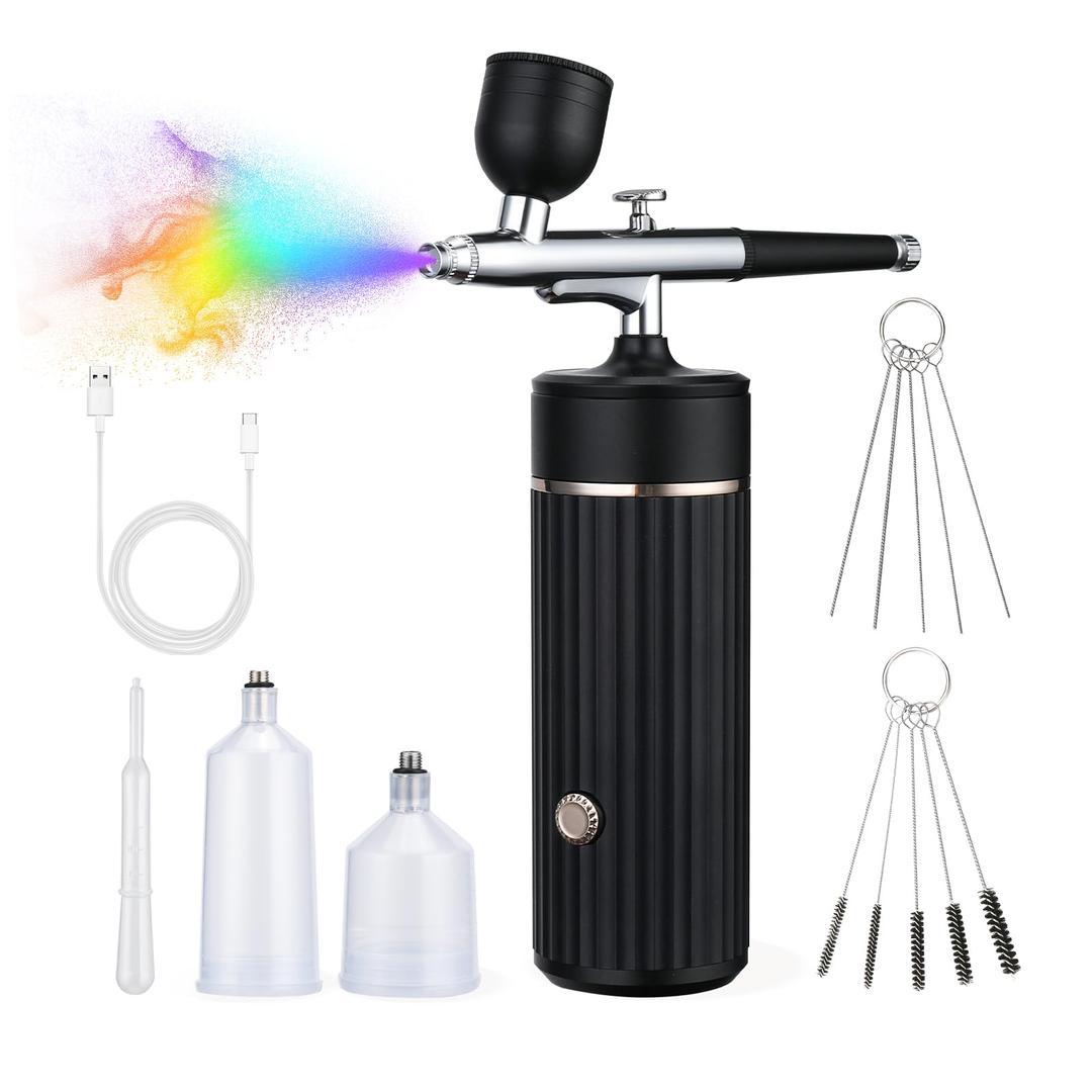 Cordless Airbrush Kit Rechargeable Airbrush Compressor 23-48PCI for Art Painting,Cake Airbrush Decorating, Crafts, Model Painting, Air Brush Painting, Nail Airbrush Machine