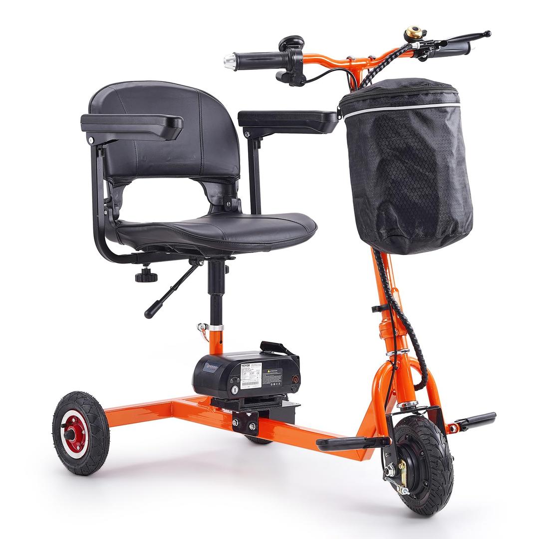 VEVORFolding 3-Wheel Mobility Scooter for Seniors, Portable Electric Powered Mobility Scooter with 12 Mile Long Range, All Terrain Travel Wheelchair with 48V Lithium-ion Battery