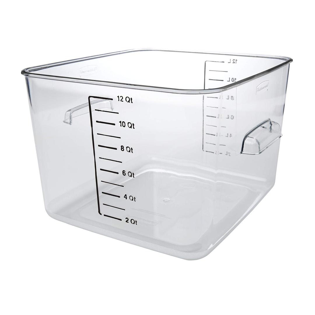 RubbermaidCommercial Products, Space Saving Square Food Storage Container, 12 Quart, Clear, for Kitchen/Sous Vide/Meal Prep