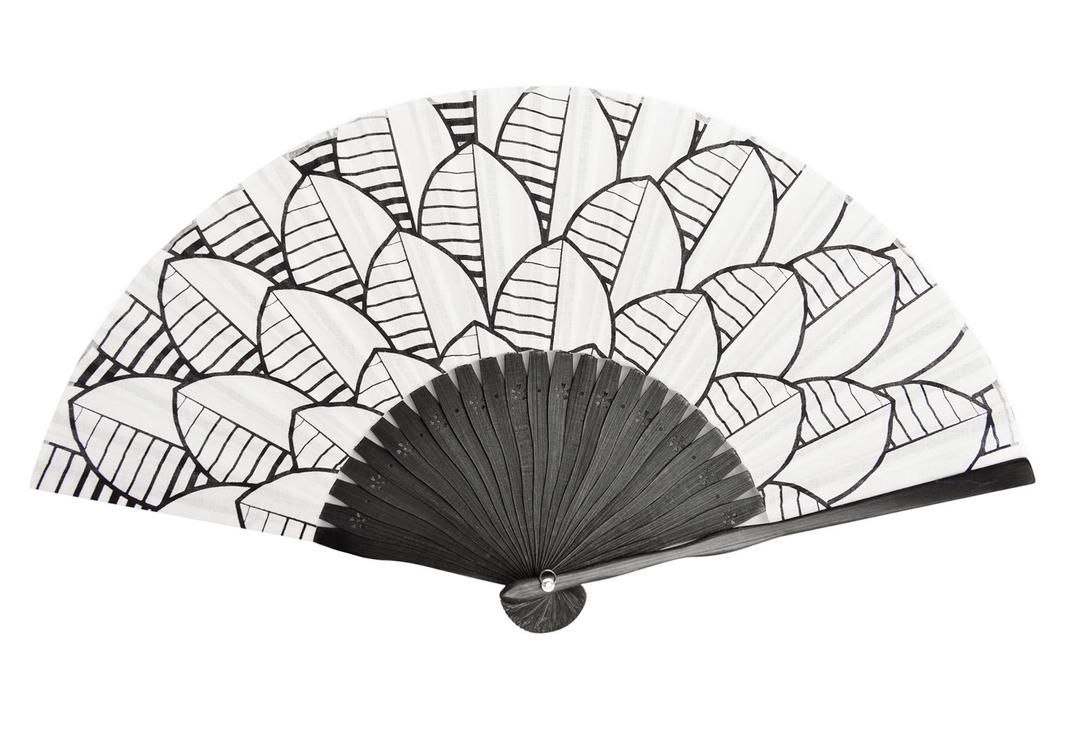 Hand Fan with Beautiful Fabric Printed Black