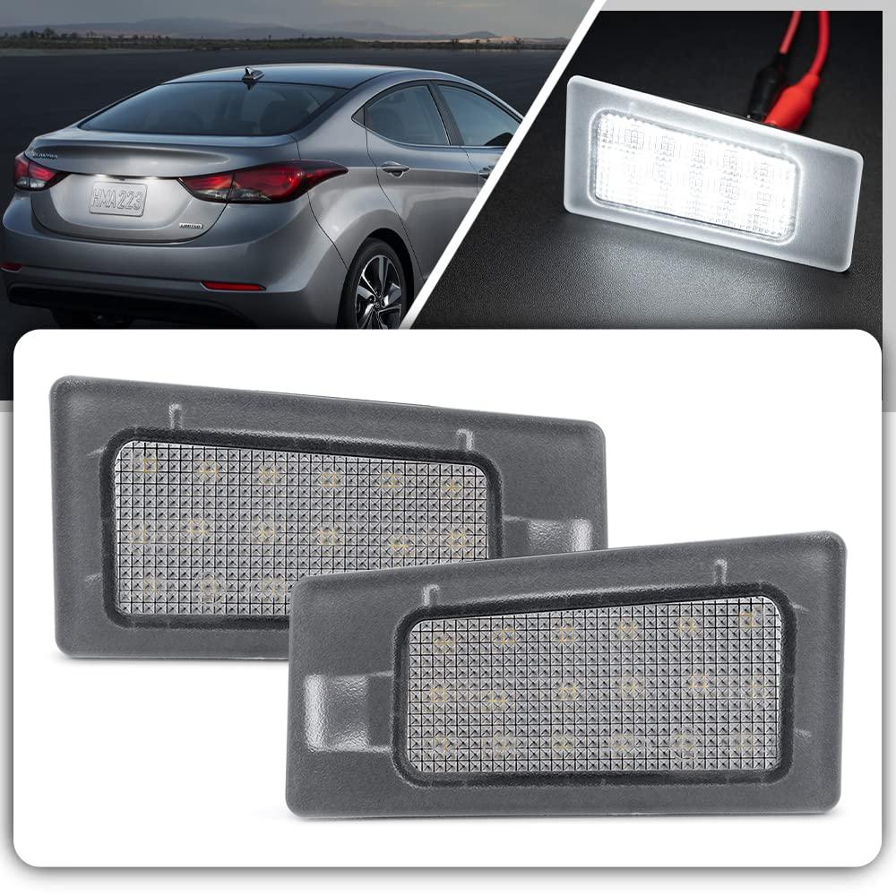 License Plate Lights Full LED Number Plate Lamp Assembly Compatible with Hyundai Elantra Accent Elantra Coupe with Kia Forte Error Free Led Rear Tag Lights OEM