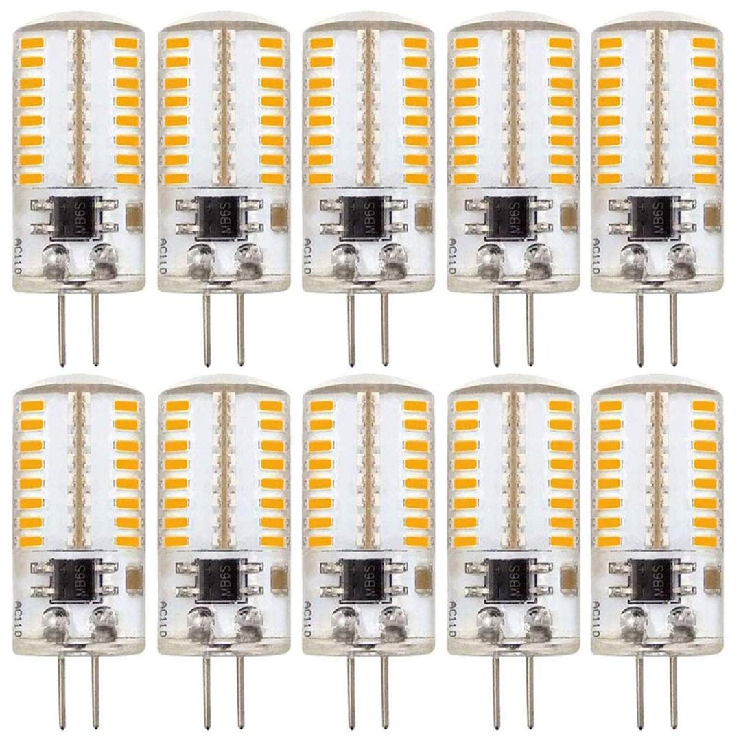 ZHENMING 110V- 130V G4 LED Bulb 120V Dimmable 3W(20W 30W Halogen Equivalent) Warm White 3000K Lamp (Cannot be Used at Low Voltage 12V) - Pack of 10