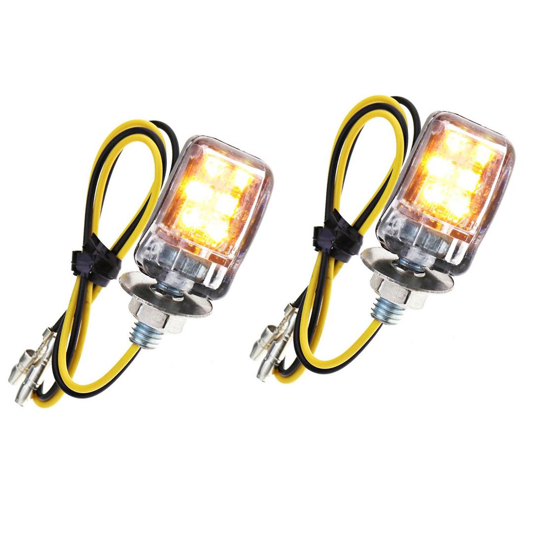 2 Pairs Mini Motobike Indicators Micro LED Indicator E_mark Turn Signal Lights Motorcycle Black