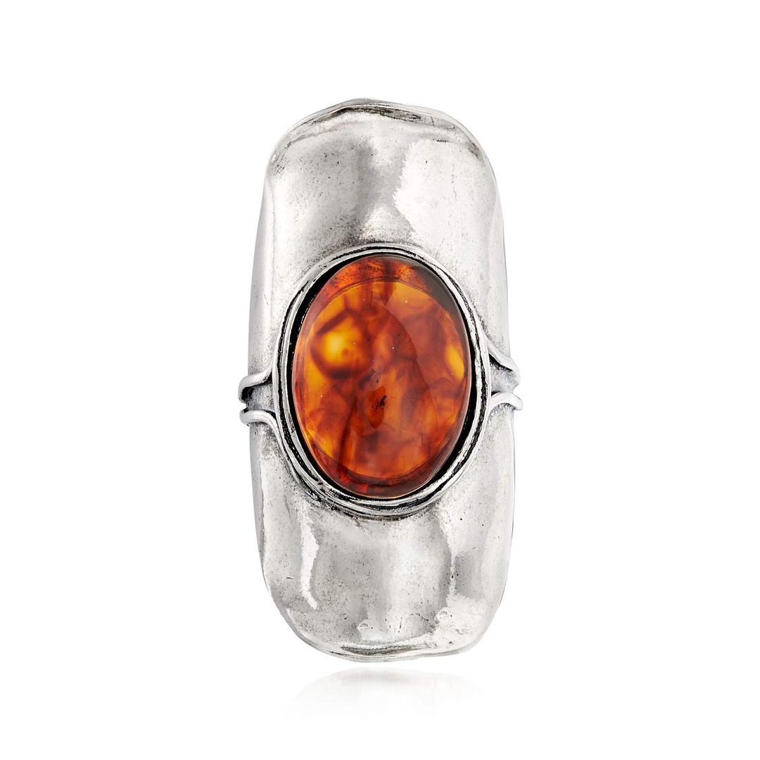 18x13mm Amber Ring in Sterling Silver