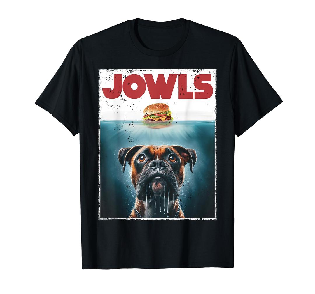 Funny Drooling Boxer, Jowls, Fawn, Dog Mom, Dog Dad, Burger T-Shirt