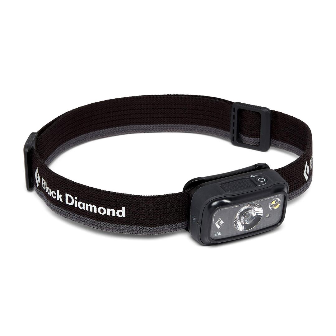 BLACK DIAMOND Spot 350 LED Headlamp (Graphite) - Waterproof and Dimmable Headlamp for Camping, Hiking, Running, with Red Light Headlamp Mode