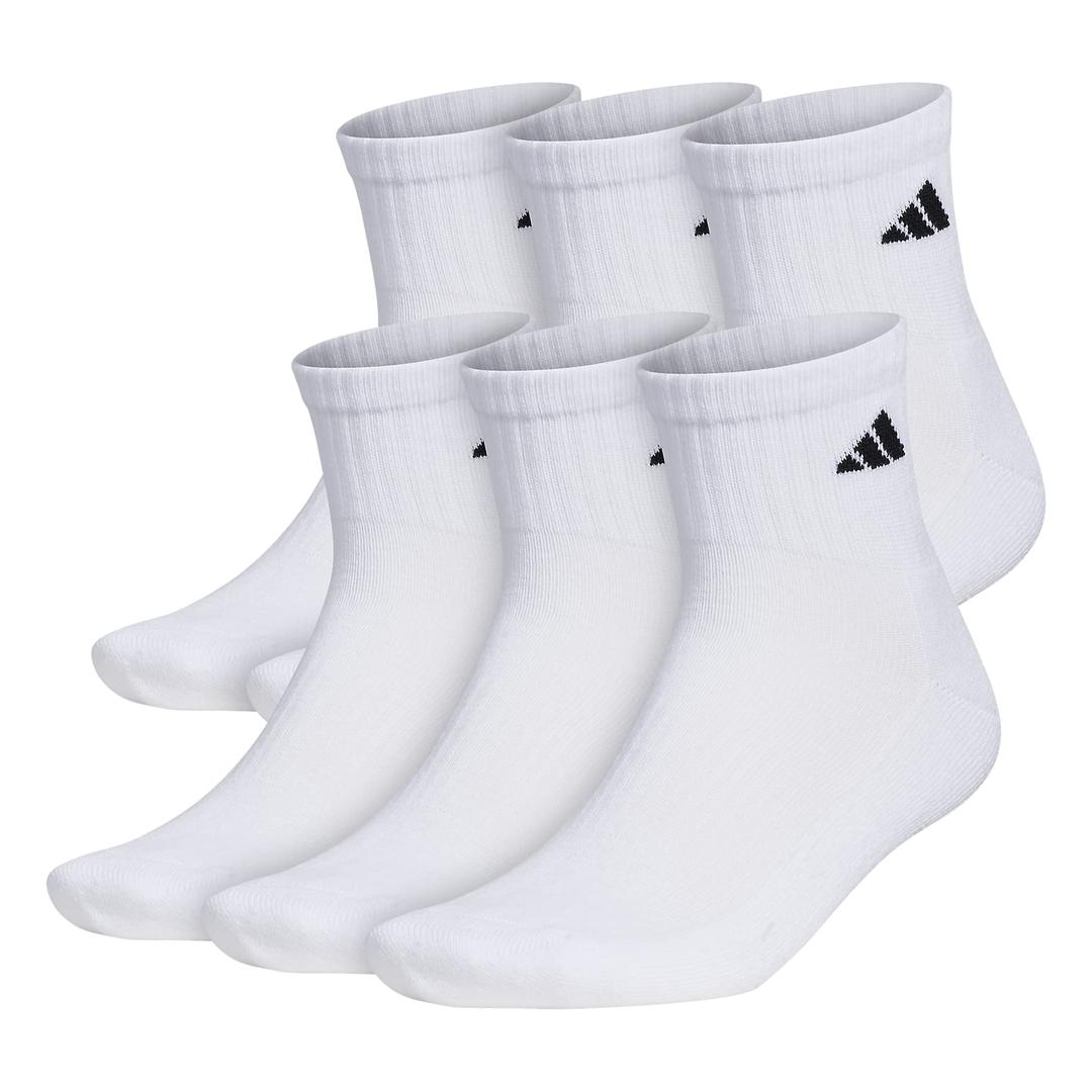 adidas Men's Athletic Cushioned Quarter Socks with Arch Compression (6 Pairs)