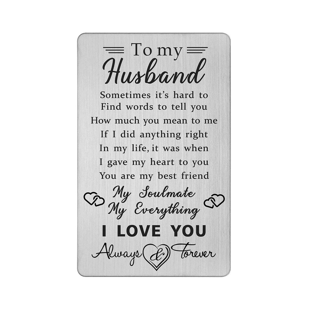 TANWIH Husband Wallet Card Gift from Wife, I Love You Cards Gifts for Him Husband, Unique Birthday Gifts For My Husband, Personalized Wedding Anniversary Presents, Fathers Day from Wife