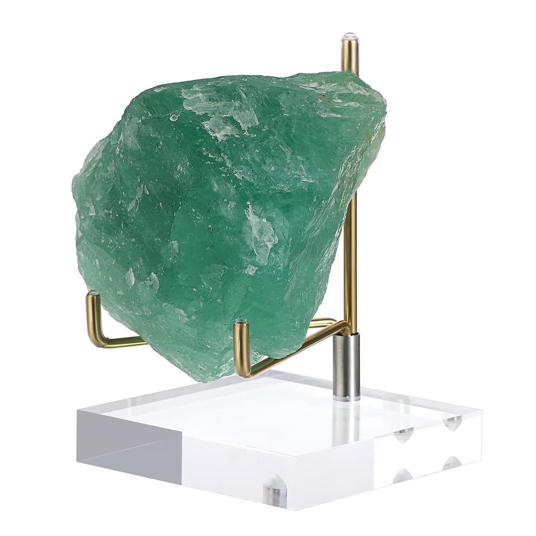 Hipiwe Clear Acrylic Display Stand Holder with Adjustable Metal Arms Display Easel Stands for Gemstones Fossils Minerals Agate Slabs Plates Crystals Saucers Collectibles, 3.1x3.1x4.5 inch