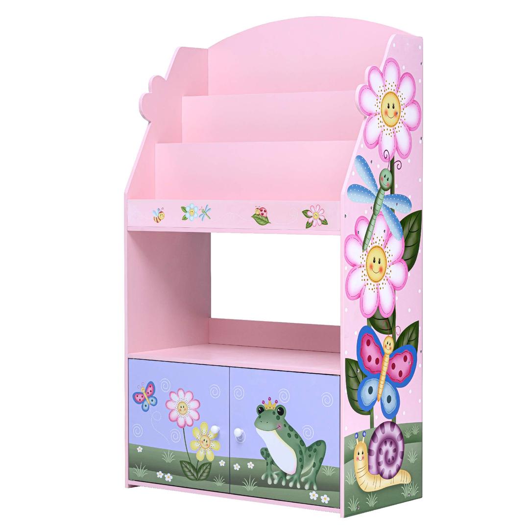 Fantasy Fields Magic Garden Kids 3-Tier Wooden Bookshelf with Storage Drawer, Multicolor