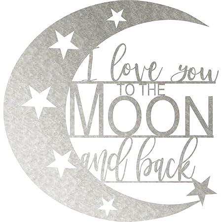 Badger Steel USA - Metal Wall Art - I Love You to The Moon and Back - Metal Wall Art - 18" X 18" - Hammered Silver