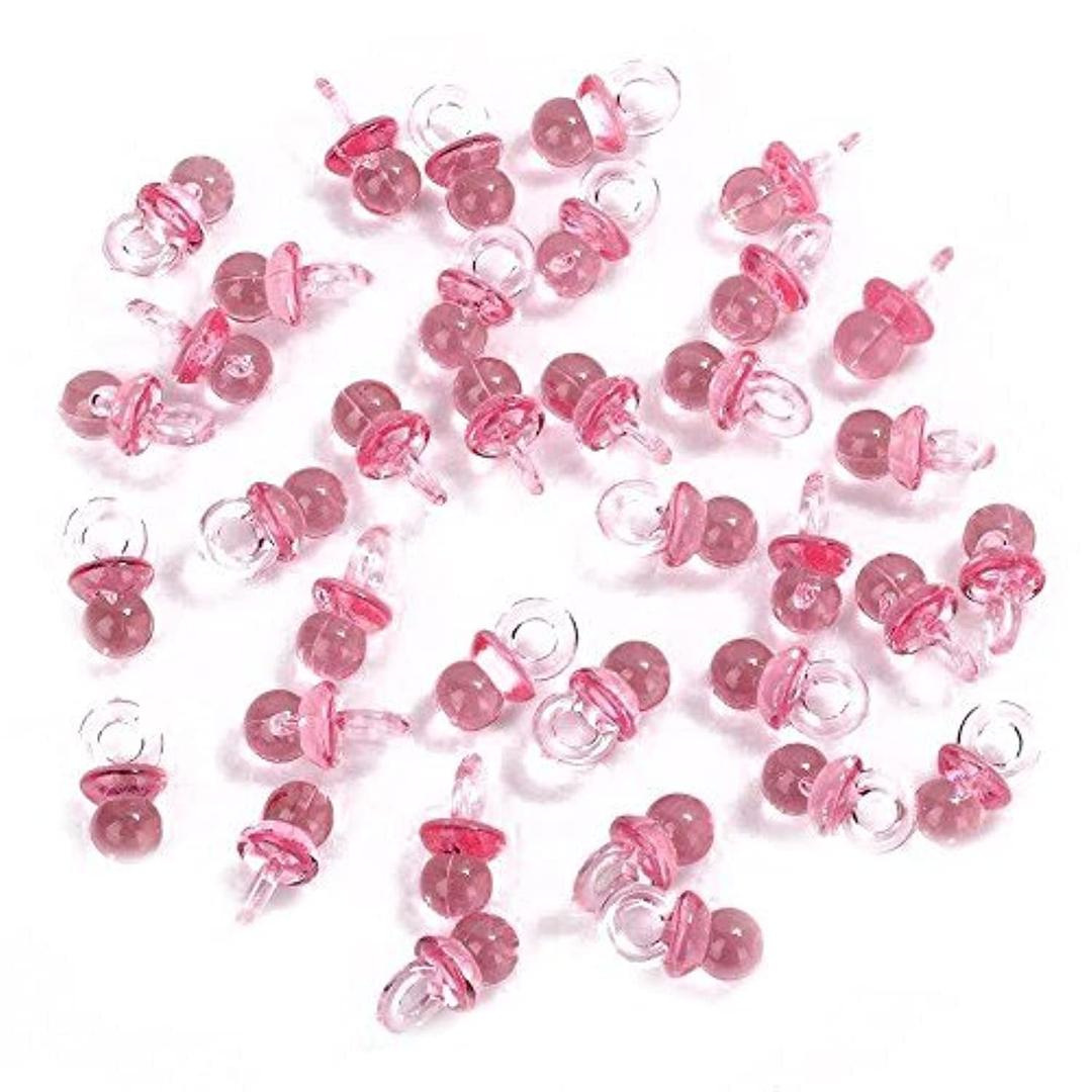 Adorox(144 Pieces) Pink Acrylic Baby Pacifiers Baby Shower Decoration Table Scatter