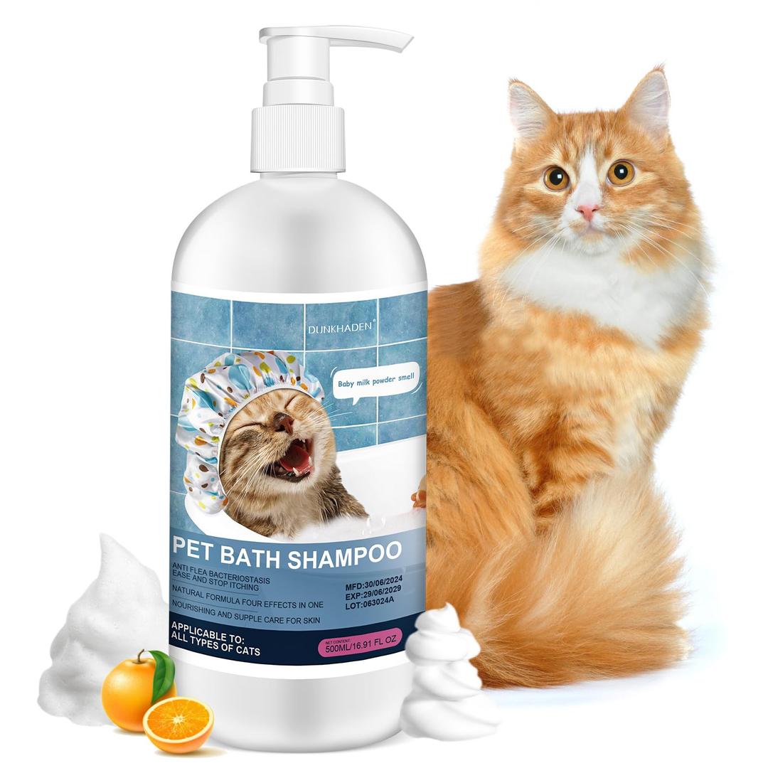 500ml 16.9 Fl Oz Cat Shampoo for Cats and Kittens Gentle Care for Itchy and Sensitive Skin Long-Lasting Aromatic Shower Gel Purely Botanical Formula Pet Shampoo