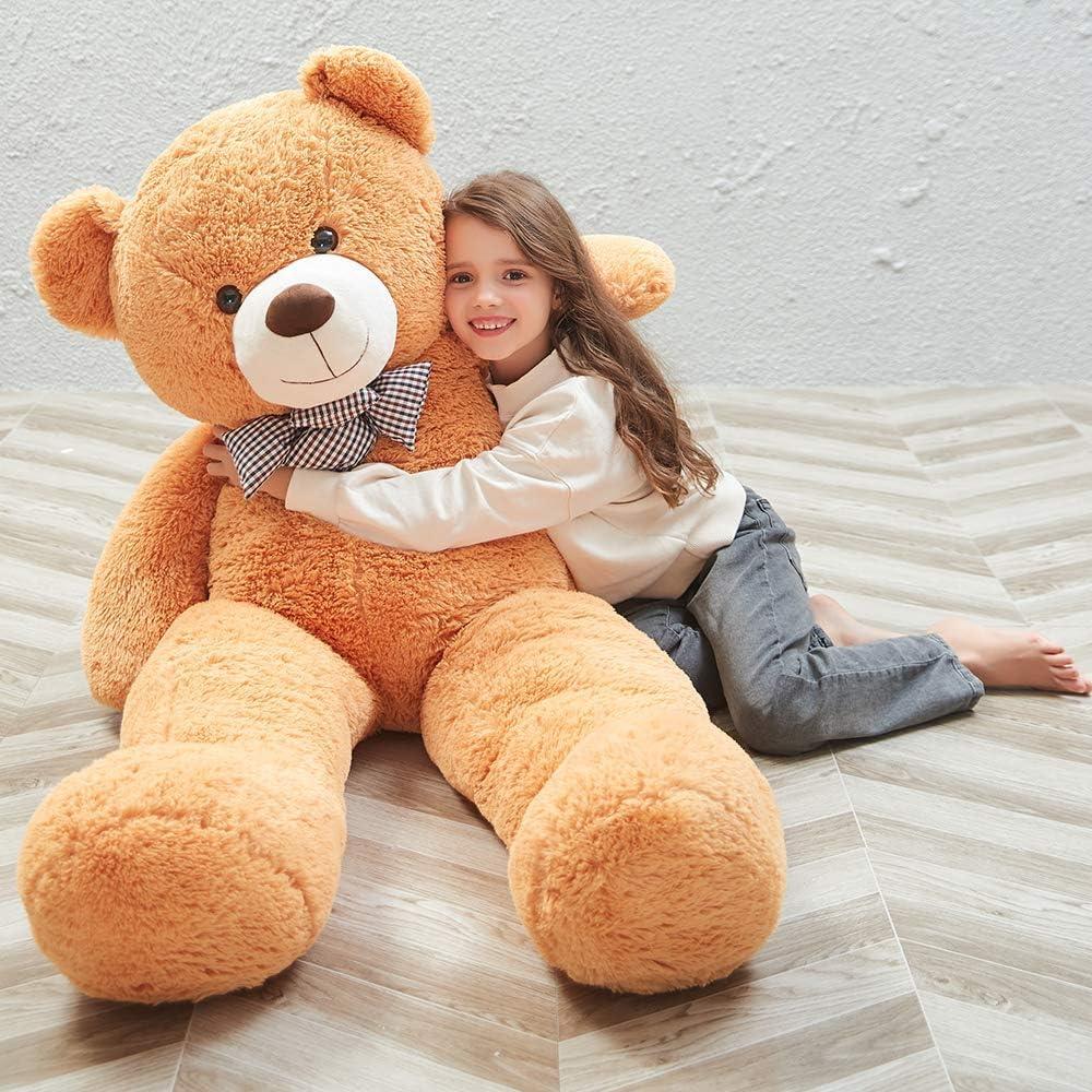 Giant Teddy Bear Plush Stuffed Animals for Girlfriend or Kids 47 inch, Orange Dark Brown