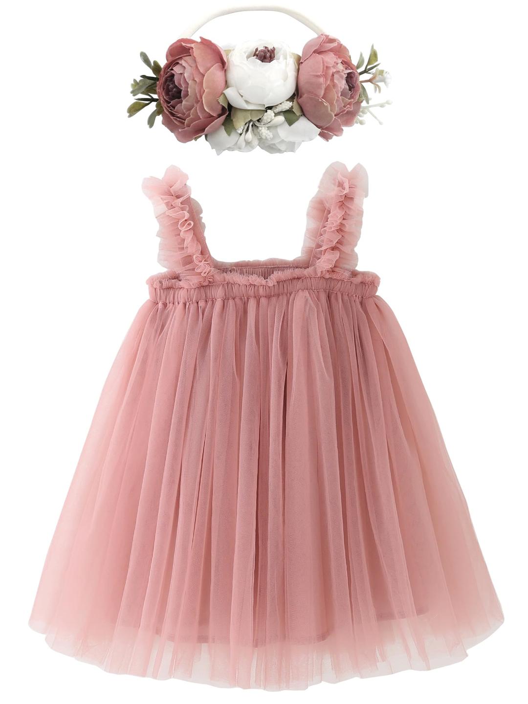 BGFKS Layered Tulle Tutu Dress for Toddler Girls,Baby Girl Rainbow Tutu Princess Skirt Set with Flower Headband.