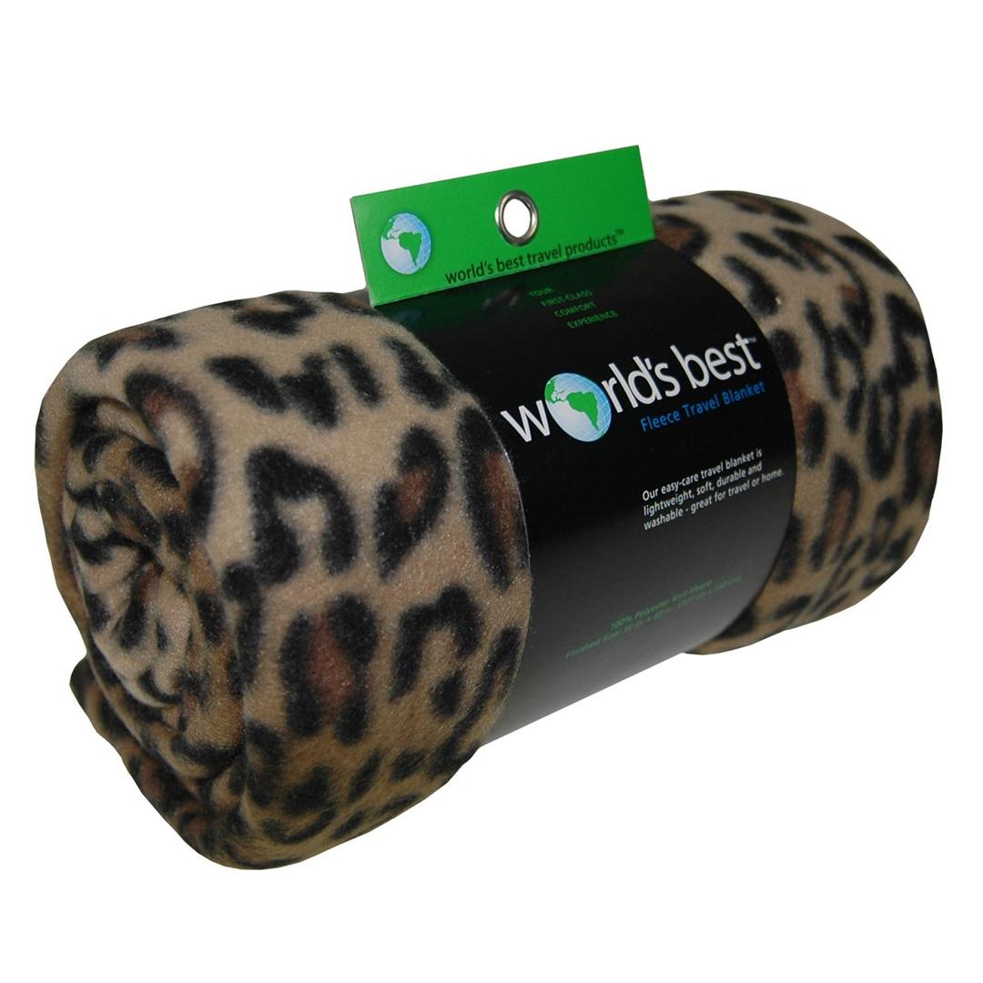 World's Best Cozy-Soft Microfleece Travel Blanket, 50 x 60 Inch, Leopard