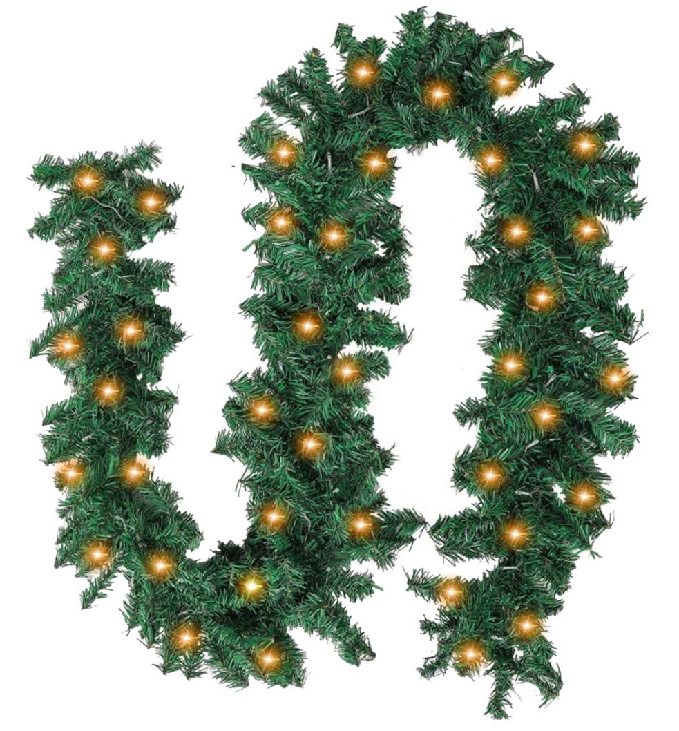 SESONBY 9 Feet Christmas Garlands Light Wreath Garlands Decorations Xmas for Fireplaces Stairs, Christmas Garlands for Christmas Party Decoration