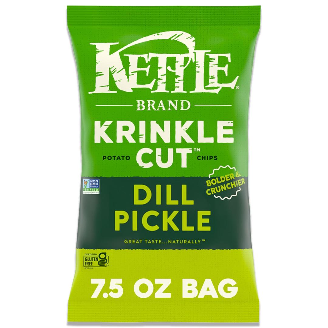 Kettle Brand Potato Chips Krinkle Cut Dill Pickle, 7.5 Oz