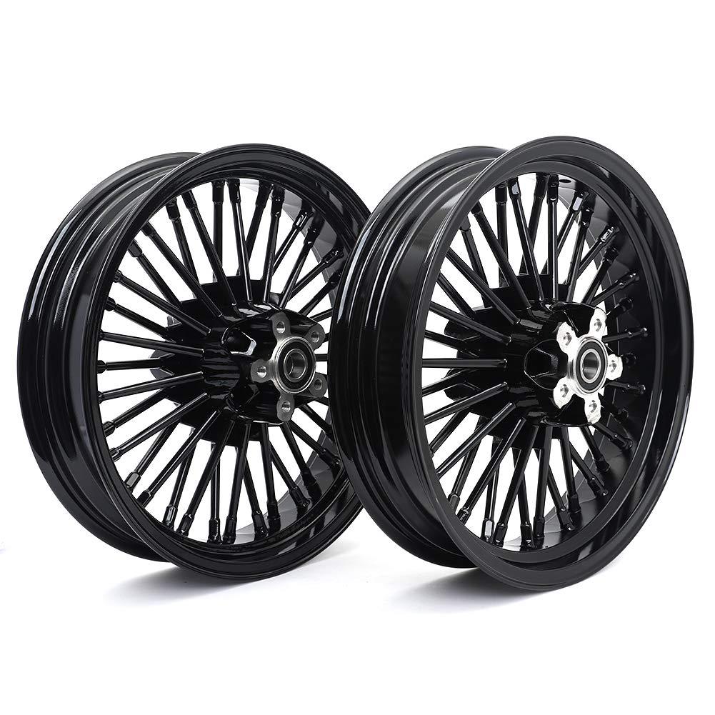 TOFR 16"x3.5" Gloss Black Front Rear Wheels Rims 36 Fat King Spokes Tubeless For Harley Sportster X48 Forty-Eight XL1200X 2010-2020 2011 2012 2013 2014 2015 2016 2017 2018 2019