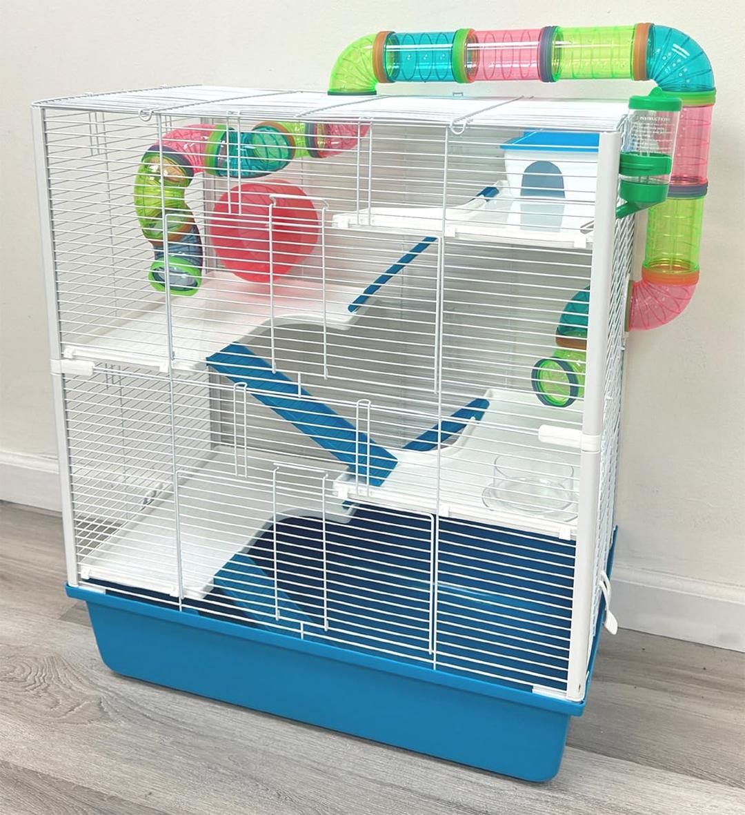 Extra Large 23" Multi-Tiers Hamster Palace Gerbil Habitat Mouse House Mice Home Critters Cage with Complete Set of Accessories Expandable and Customizable