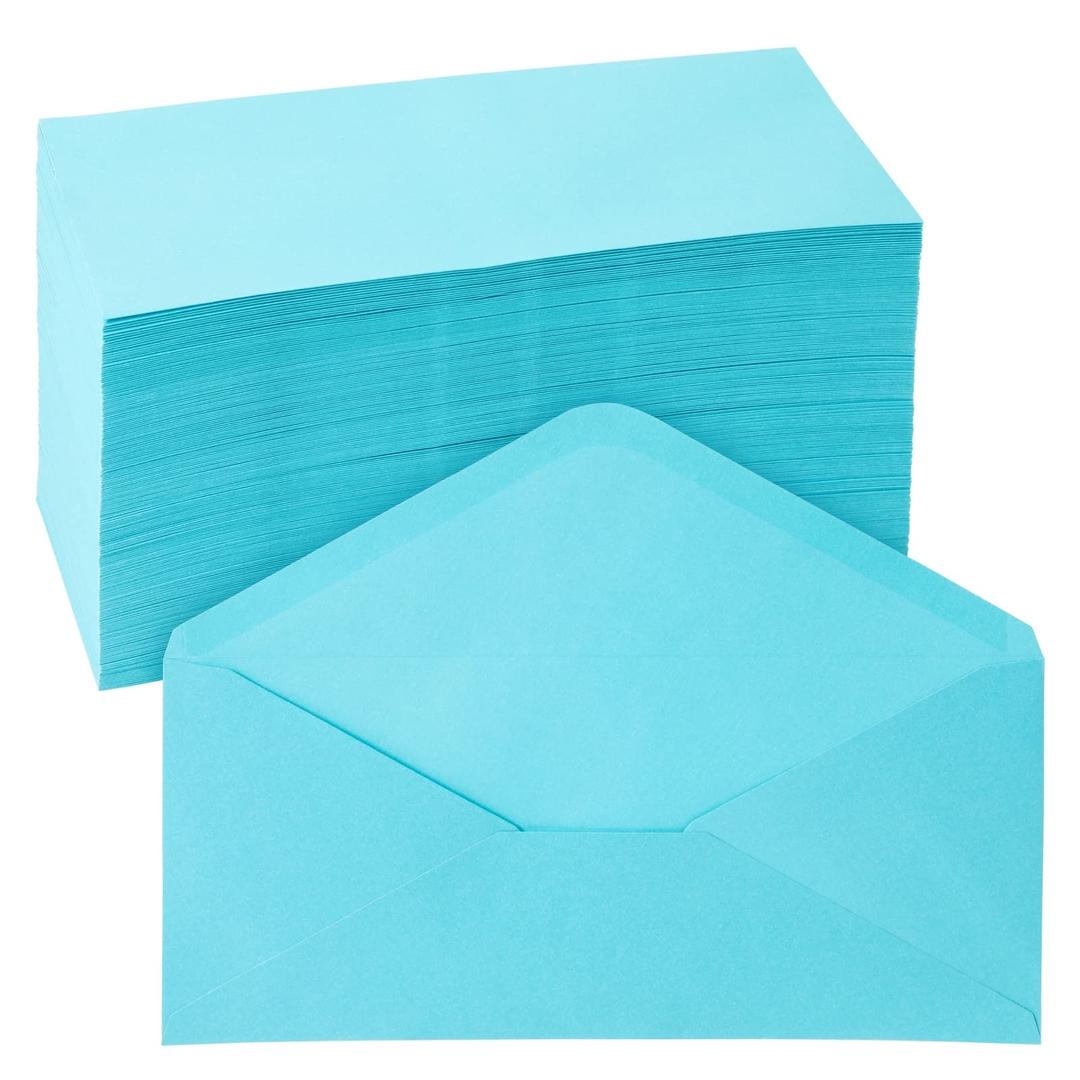 200 Pack #10 Blue Colored Envelopes Bulk - Gummed Seal Letter Size for Party Invitations, Business Mailing, Checks, Holidays, Greeting Cards, Thank You Notes (4 1/8 x 9 1/2 In)