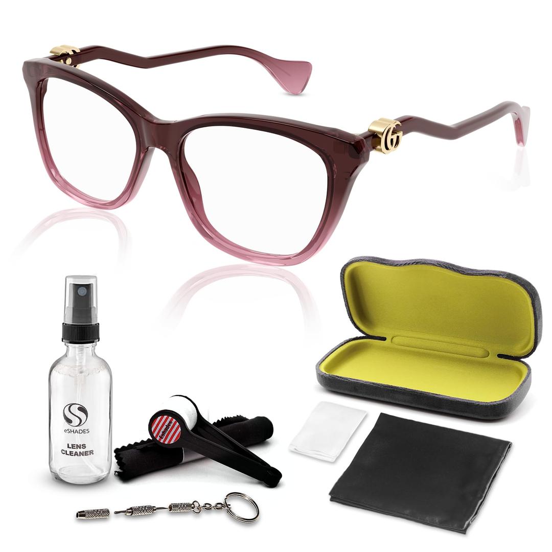 Gucci GG1012O Squared Cat Eye Shape Eyeglasses + Bundle with eSHADES Luxury Eyewear Kit