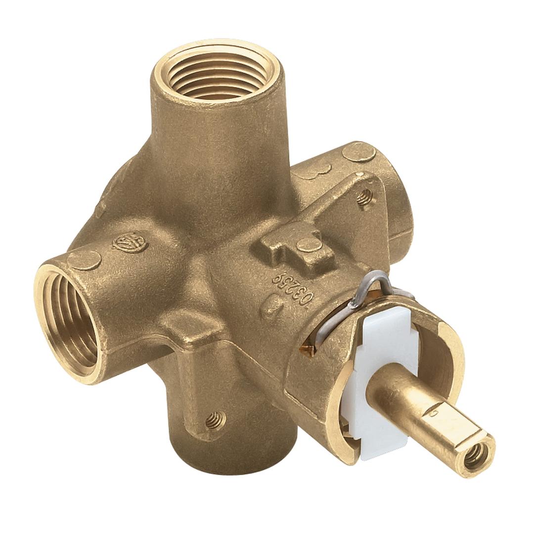 MoenBrass Posi-Temp Pressure Balancing Tub and Shower Valve, Four Port Cycle Valve with Standard 1/2-Inch IPS Connections, 2510