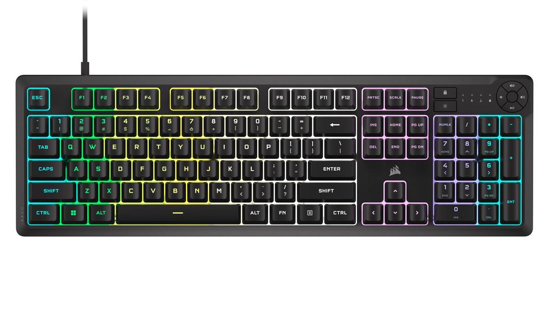 Corsair K55 CORE RGB Membrane Wired Gaming Keyboard – Quiet, Responsive Switches – Spill Resistance – Ten-Zone RGB – Media Keys – iCUE Compatible – QWERTY NA – PC, Mac – Black