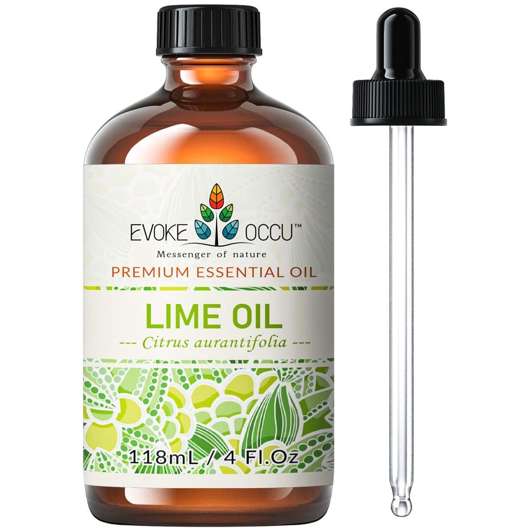 EVOKE OCCU Lime Essential Oil 4 Fl Oz, 100% Pure Natural Lime Oil for Diffuser, Aromatherapy - 118ml