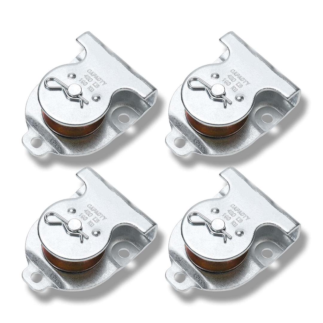 Ceiling Mount Single Pulley 1-1/2 Inch Wall Mount Pulley Ceiling Pulley for 3/8" Wire or Rope, 4 Packs (1)