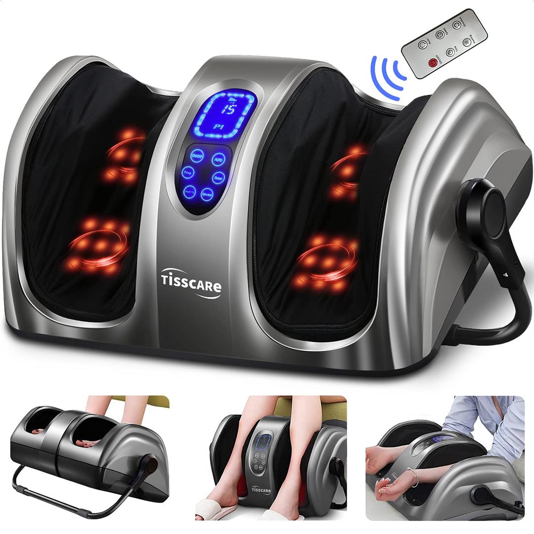 TISSCARE Shiatsu Foot Massager with Heat: Foot Massager Machine for Neuropathy, Plantar Fasciitis and Pain Relief-Massage Feet/Leg/Calf/Ankle with Deep Kneading at Home/Office, Gift for Woman and Man