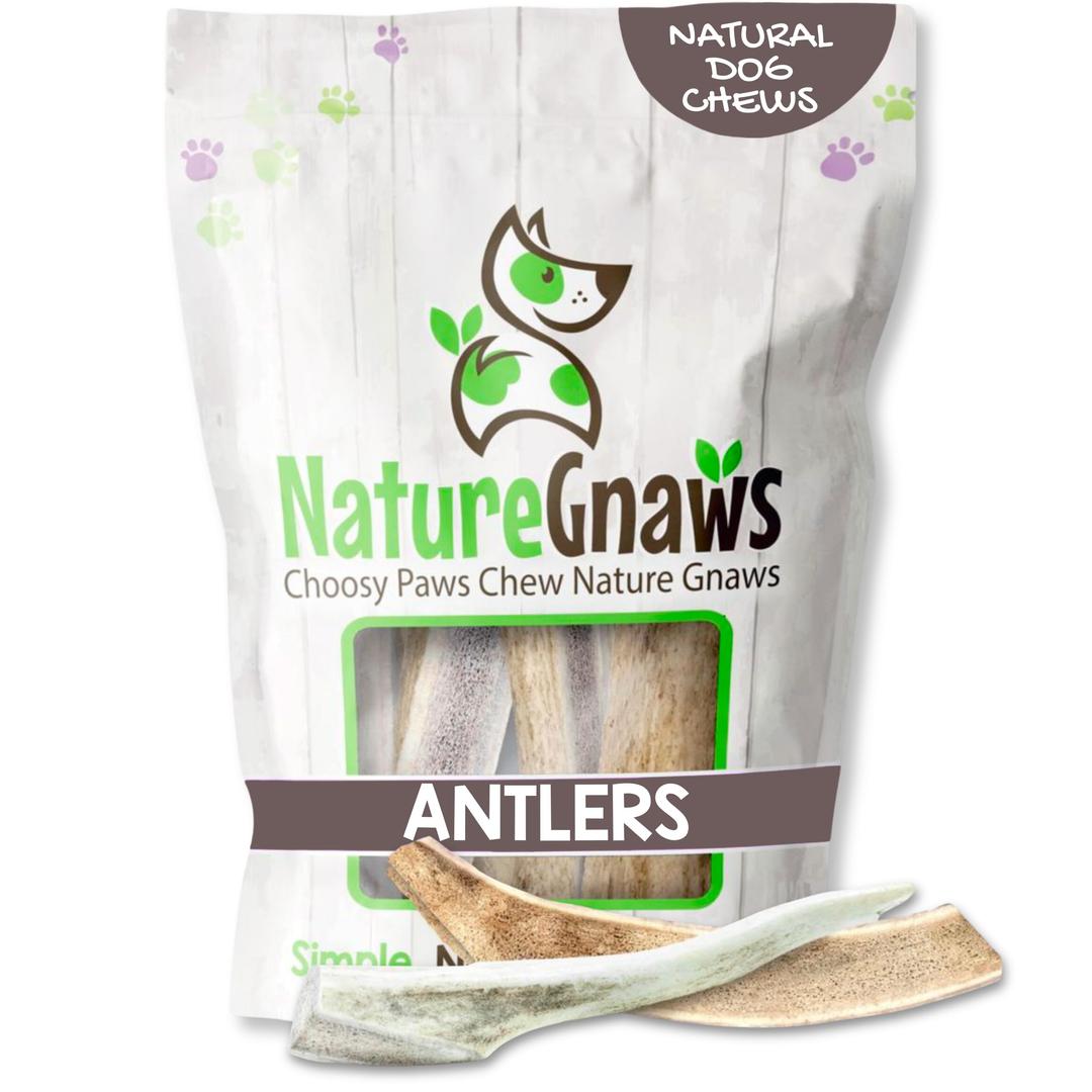 Nature GnawsAntlers for Dogs (8oz) - Mix of Elk and Deer Antler - Variety of Split and Whole Pieces - Long Lasting for Aggressive Chewers and Large Dogs