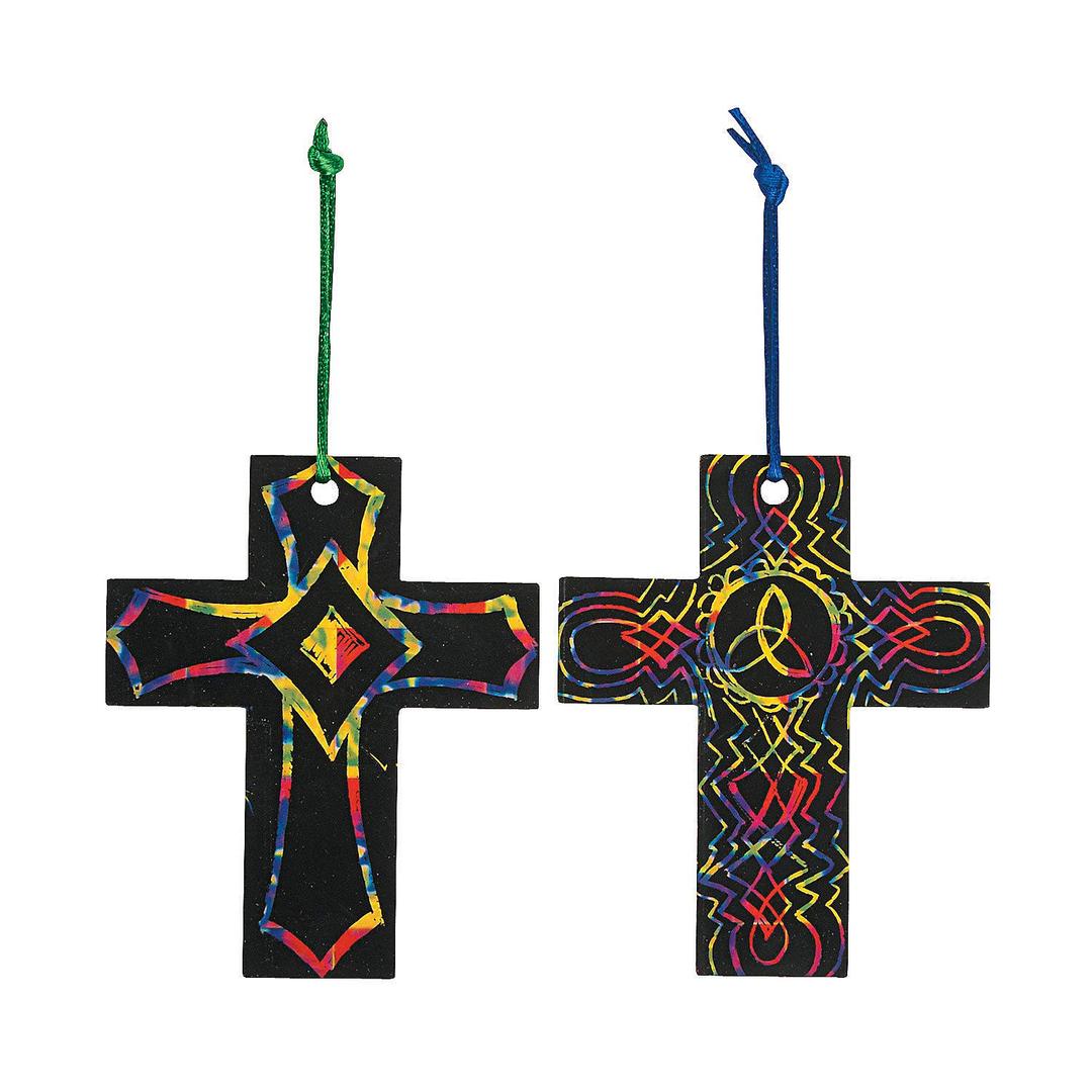 Magic Color Scratch Cross ORN. (2Dz) - Crafts for Kids and Fun Home Activities