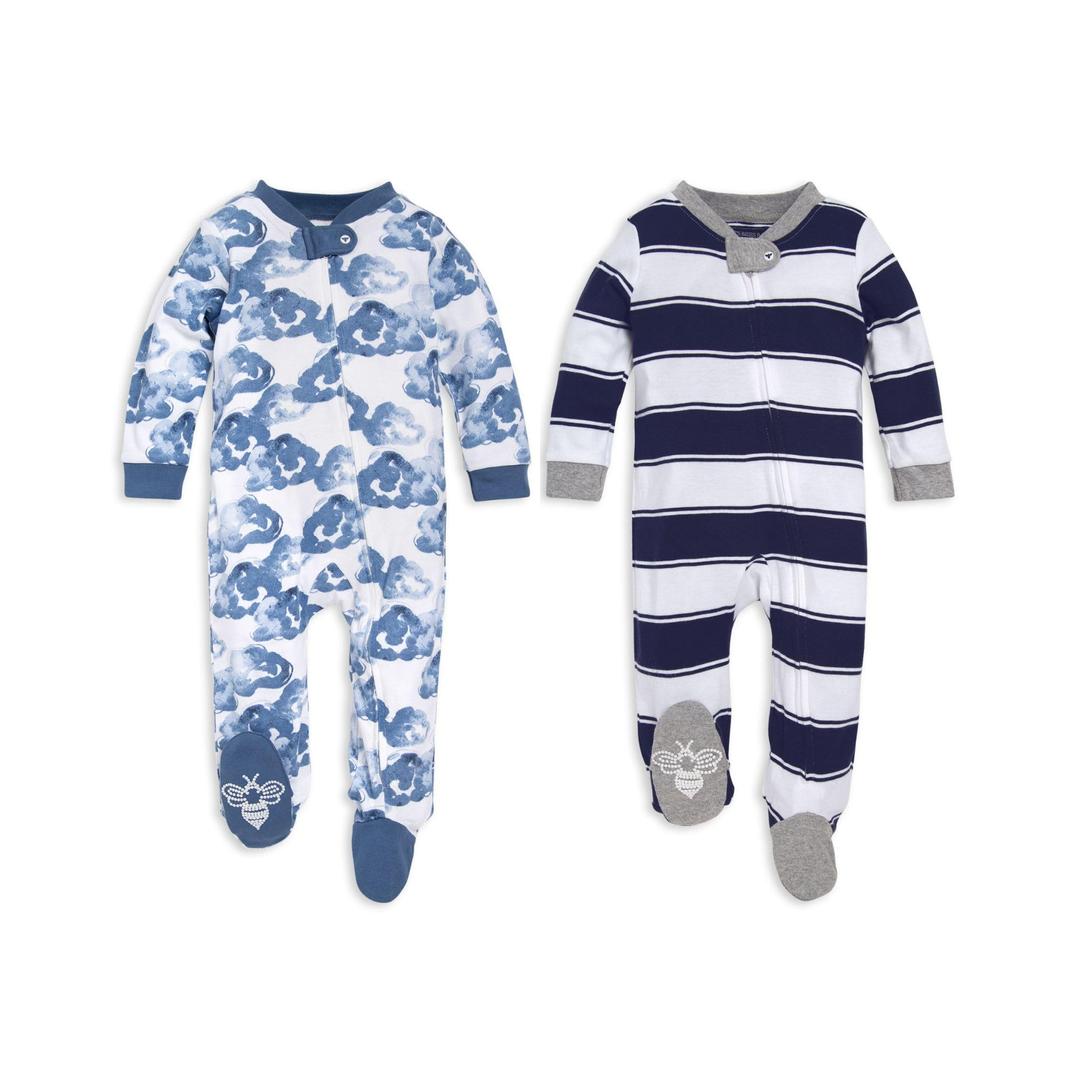 Burt's Bees Baby Boys' Sleep and Play Pjs, 100% Organic Cotton One-piece Zip Front Romper Jumpsuit Pajamas