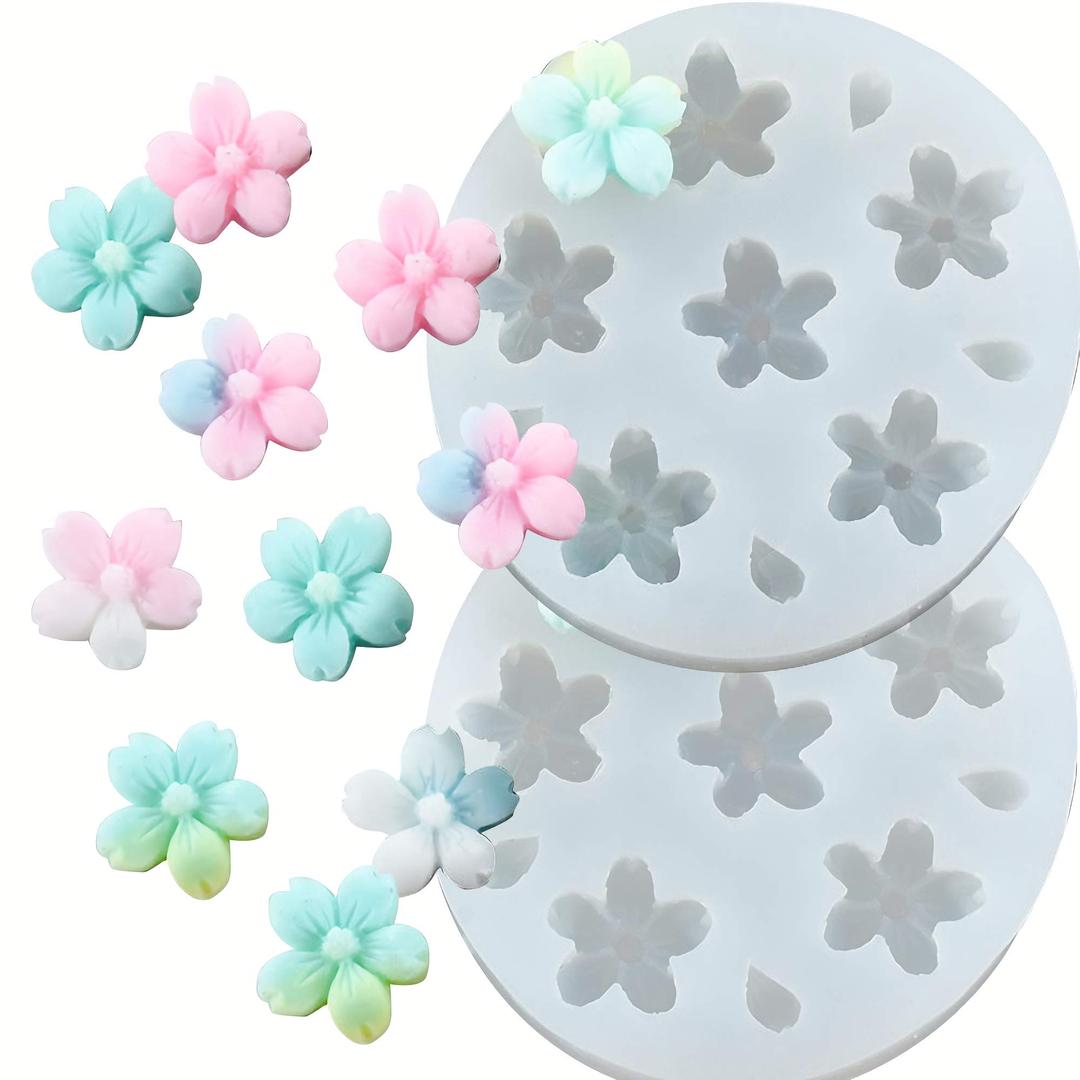 2 Pcs Chrysanthemum Flower and Small Flower Shapes Silicone Mold for Sugarcraft Cake Decoration, Cupcake Topper,Candies,Cookies,Ice Cube,Polymer Clay,Chocolate,Soap Wax Making Crafting Projects