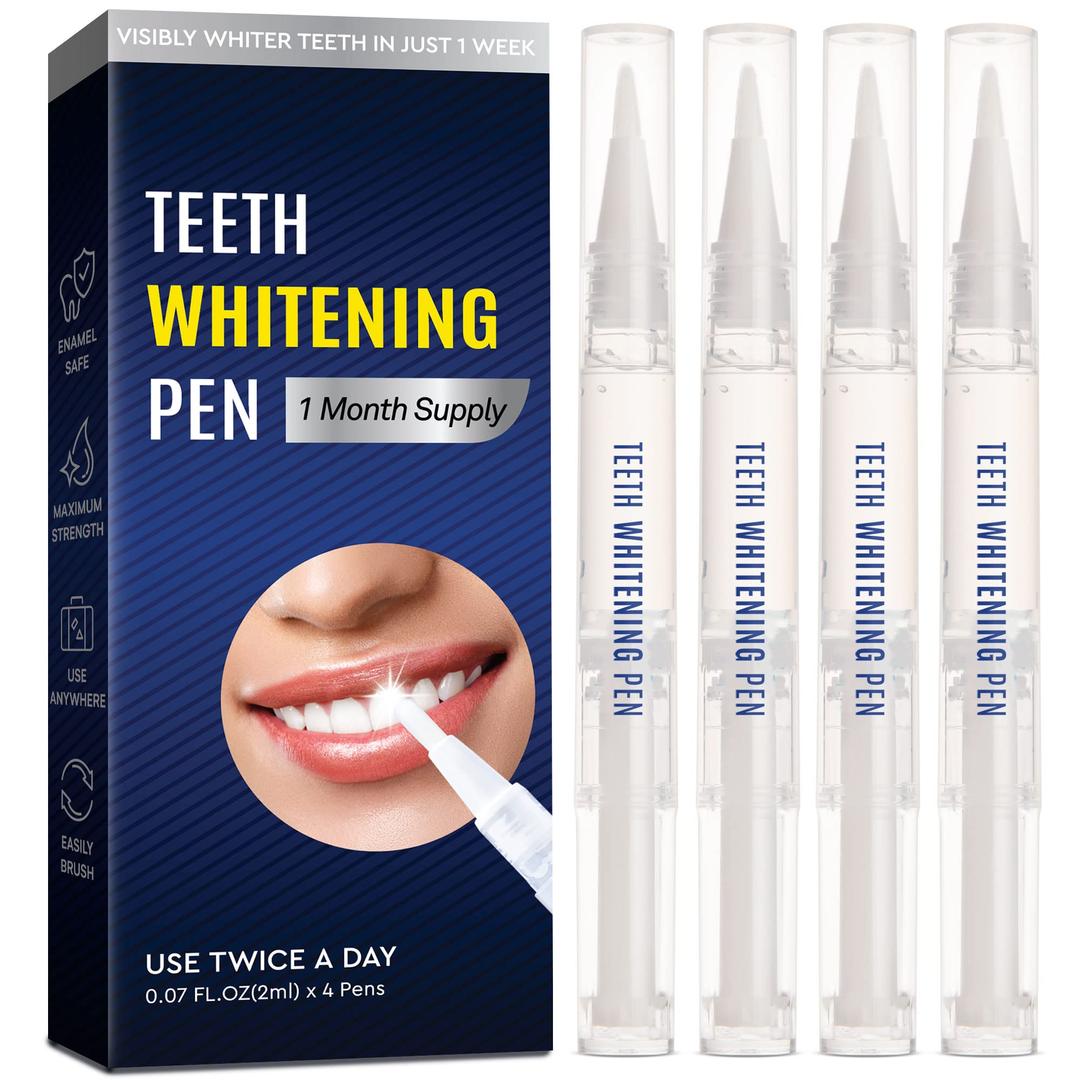 Teeth Whitening Pen 4 Pack, Brighten Your Smile in Just 1 Week with Tooth Whitening Pens – Fast, Gentle, Enamel Safe 35% Carbamide Peroxide Whitening Gel for White Teeth in Mess Free Applicator Pens