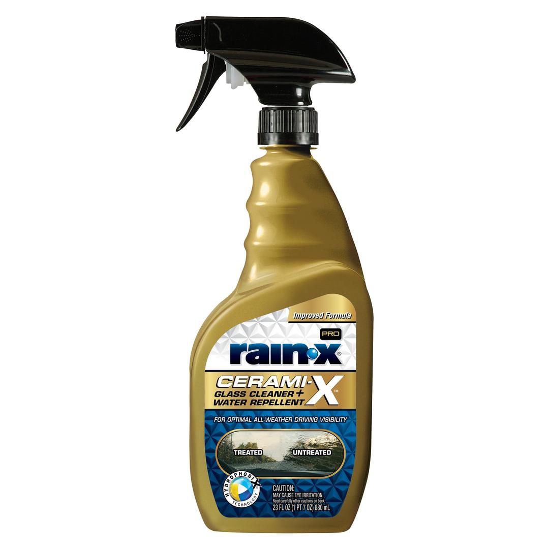 Rain-X 630177SRP Cerami-X Glass Cleaner + Water Repellent, 23oz - Improved Haze-Free Formula for Enhanced Streak Free Clarity, Driving Visibility and Lasting Repellency