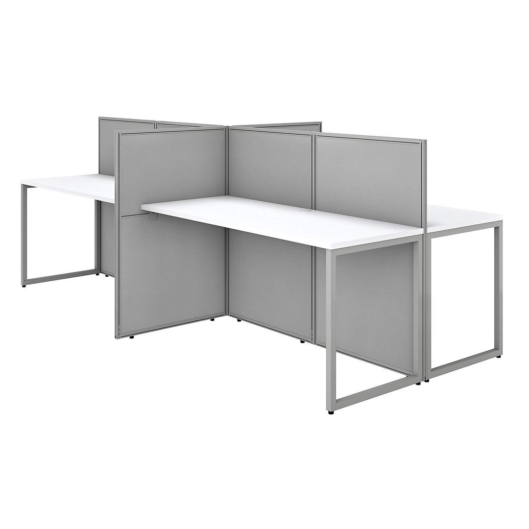 Bush Business Furniture Cubicle Desk with Privacy Panels | Easy Office Collection Four Person Computer Table Workstations, 60W x 45H, Pure White