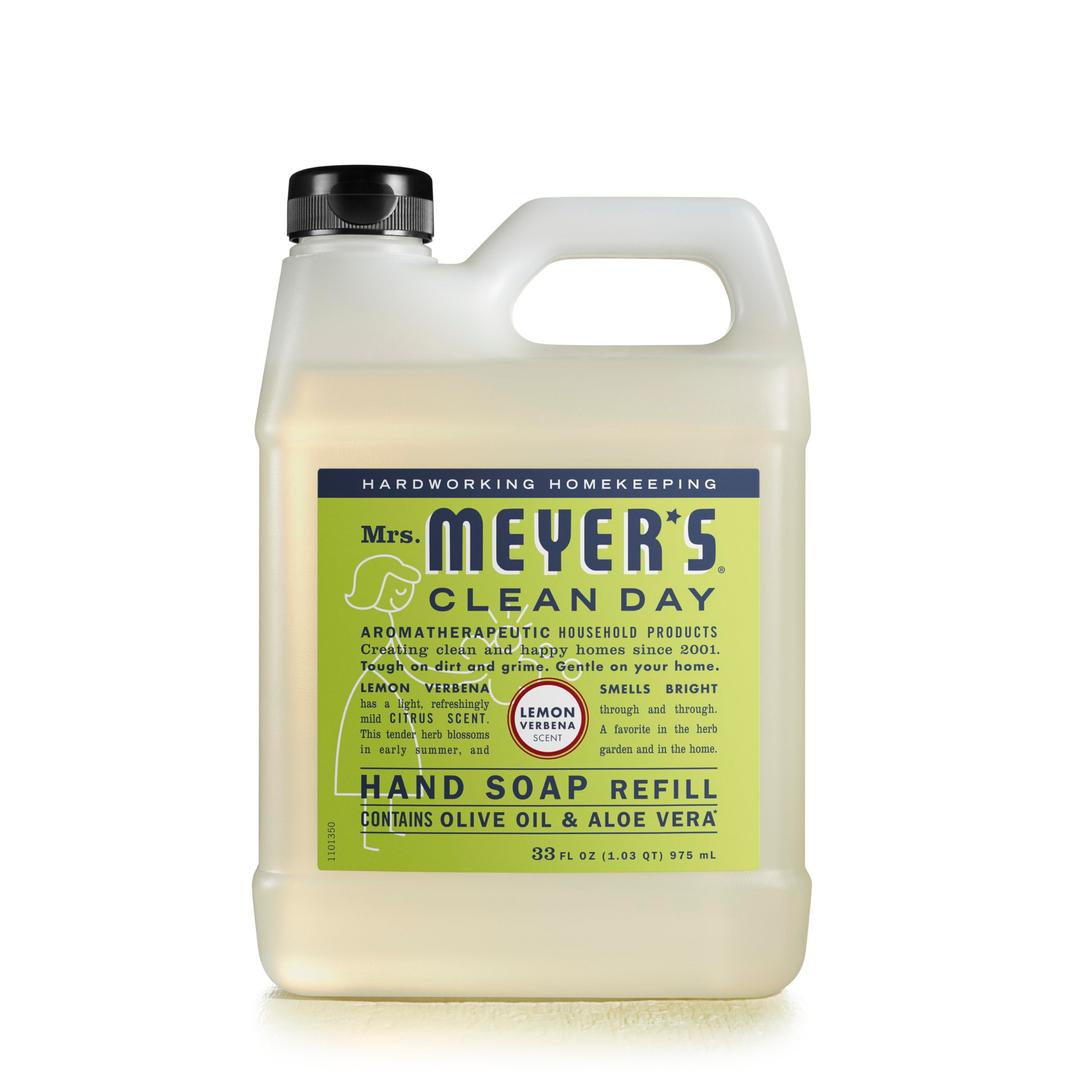 Mrs. Meyer's Clean Day Liquid Hand Soap Refill, Lemon Verbena Scent, 33 fl oz (651327)