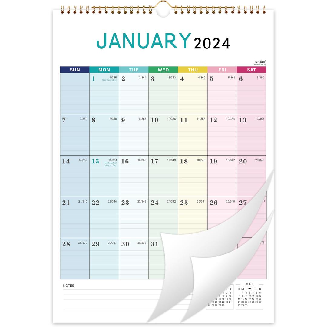 2025 Wall Calendar - Calendar 2025, Jan. 2025 - Dec. 2025, 12" x 17", 12 Months Wall Calendar 2025, Hanging Hook - Colorful Lump