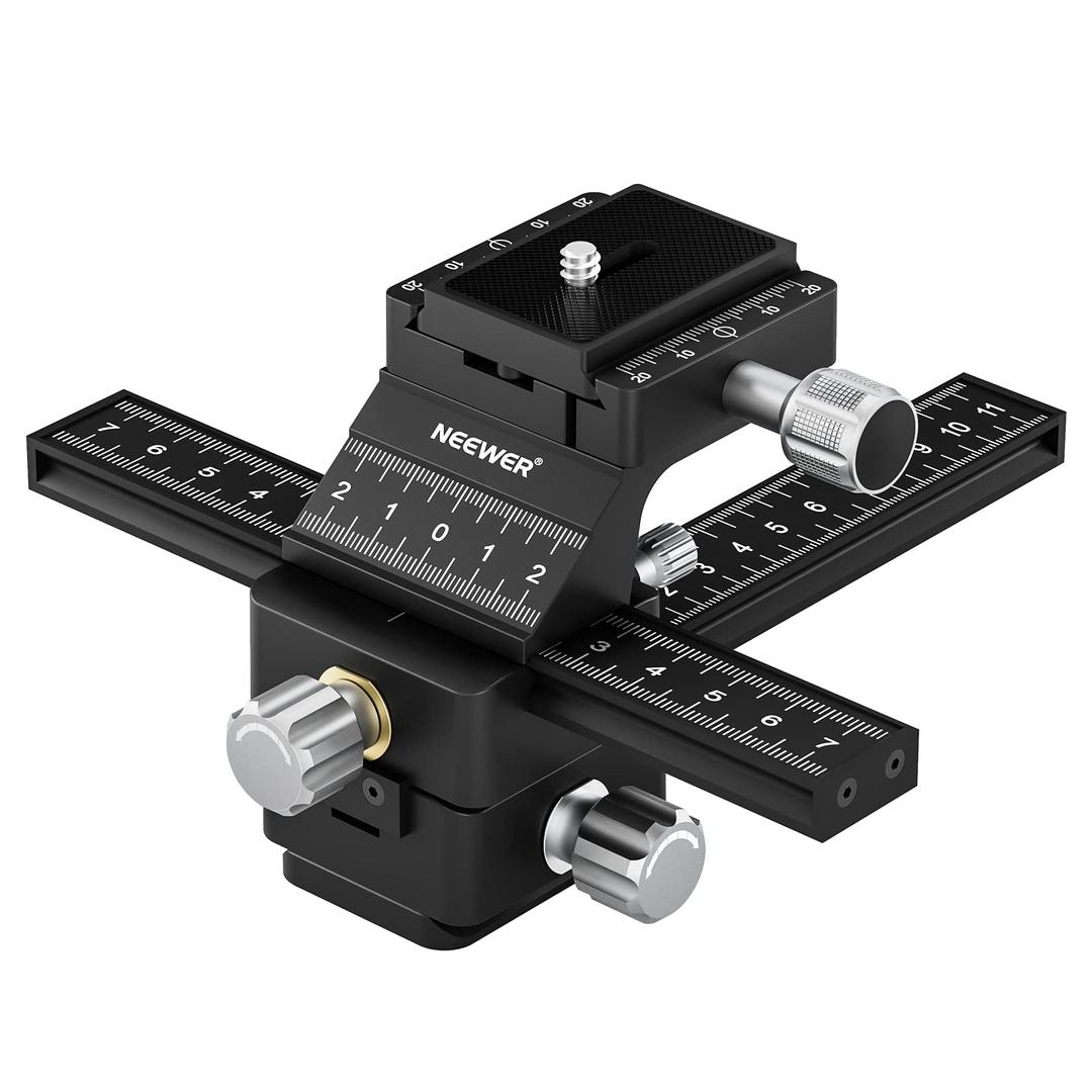 NEEWER 4-Way Macro Focusing Rail Slider with Quick Release Plate, 1/4”-20 Thread for Macro Photography and Close-Up Shooting, Compatible with Canon Nikon Fujifilm Sony DSLR Mirrorless Camera