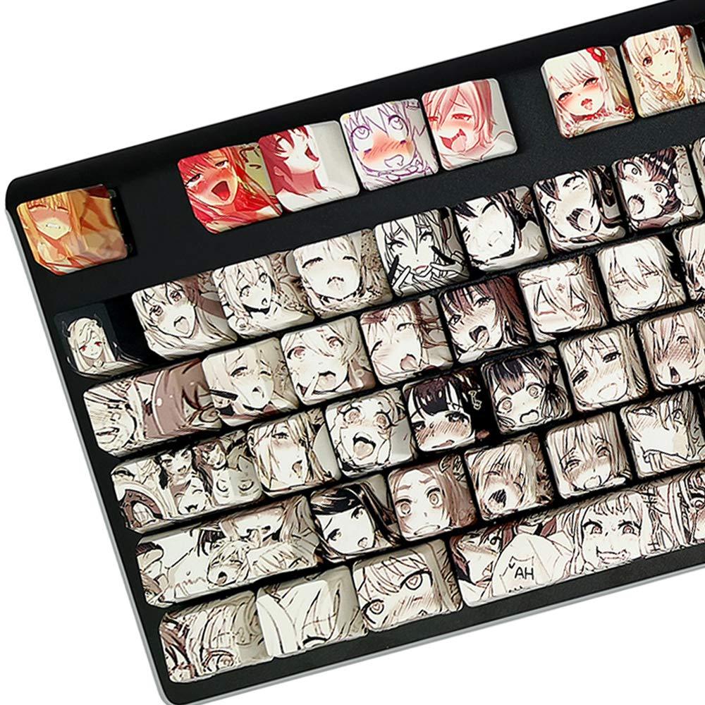 Keycaps 108 PBT Dye Sublimation OEM Profile Japanese Anime Keycaps for Cherry Mx Gateron Kailh Switch Mechanical Keyboard (Anime Keycap)