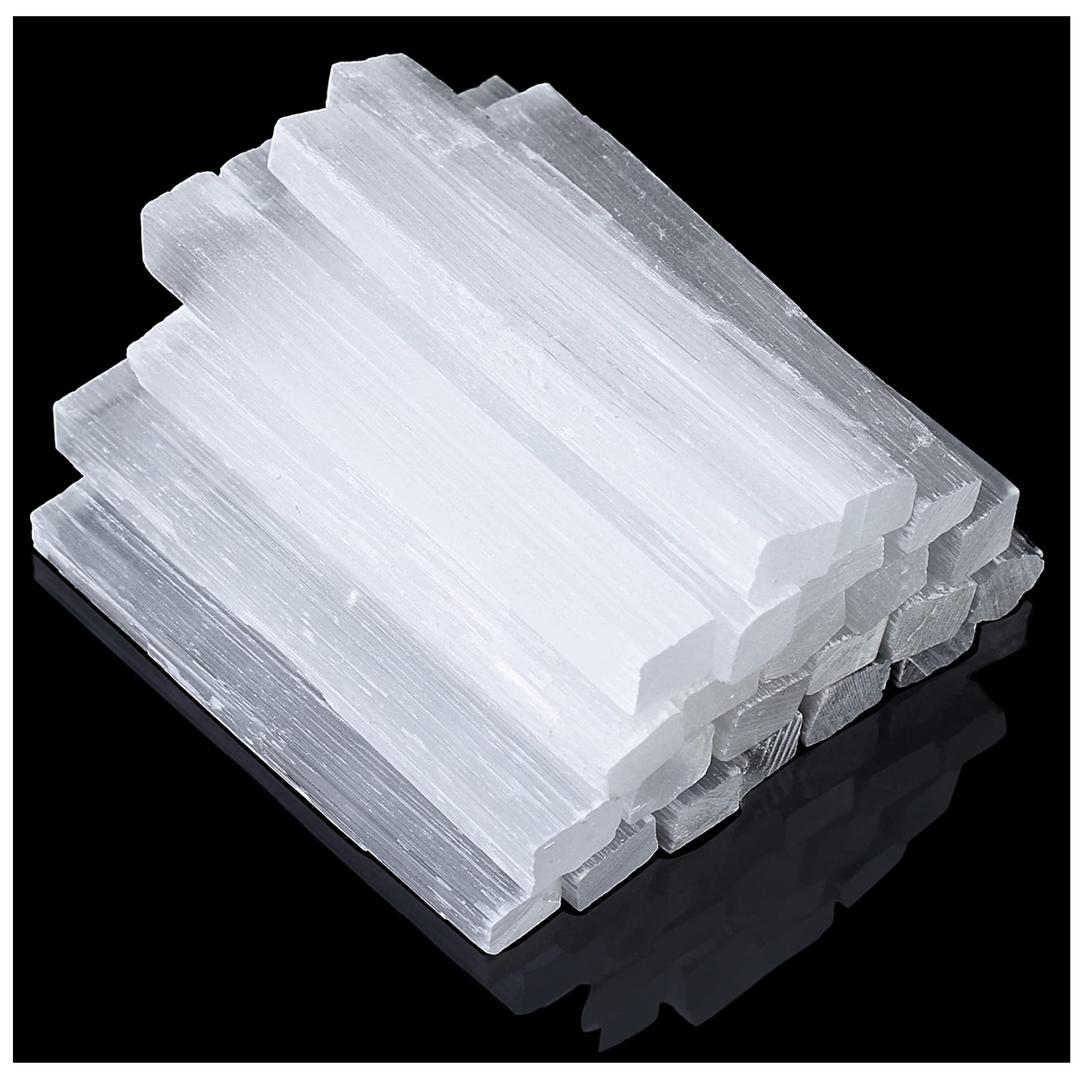 XIANNVXI4 Inches Selenite Sticks 12PC Large Selenite Crystal Wands White Raw Rough Crystals Bulk for Healing Reiki Metaphysical Energy Drawing Protection Wiccan Altar Supplies