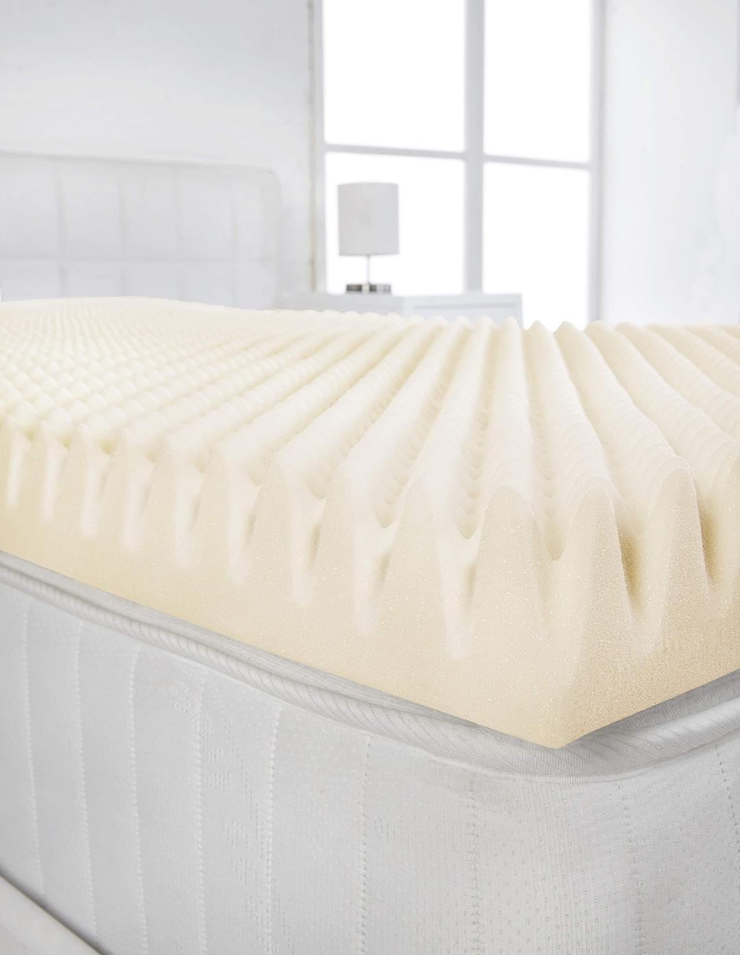 Littens 4" (100mm) Extra Deep King Bed Size Visco Memory Foam Mattress Topper Profile, Egg Shell Crate Box, Orthopaedic, Support, Plain Relief (5ft, 152cm x 200cm)